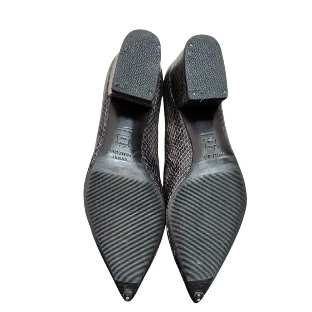 Stuart Weitzman Snakeskin Embossed Leather Pumps Heels Gray Women’s Size…
